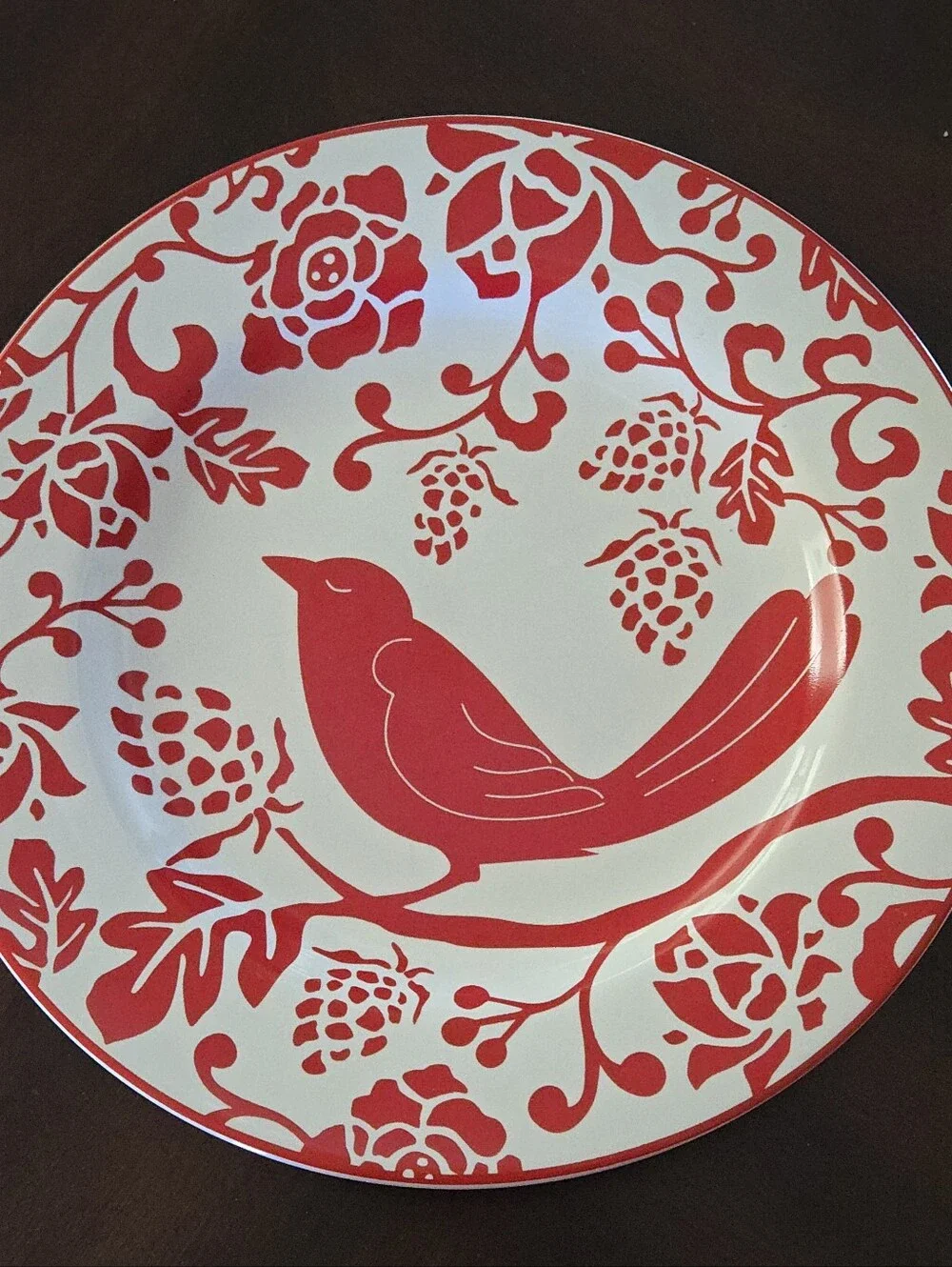 Vtg. Toneware By Pier 1 Decorstive Red Bitd Plate 8